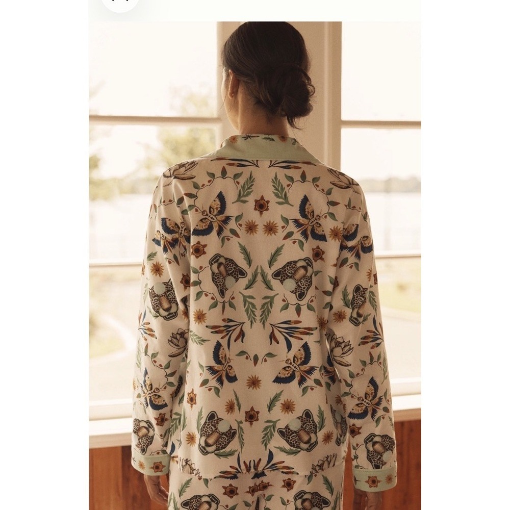 Anthropologie LyreBird Cloud Flannel Pajama Top Sleep Shirt Leopard M - Picture 6 of 7